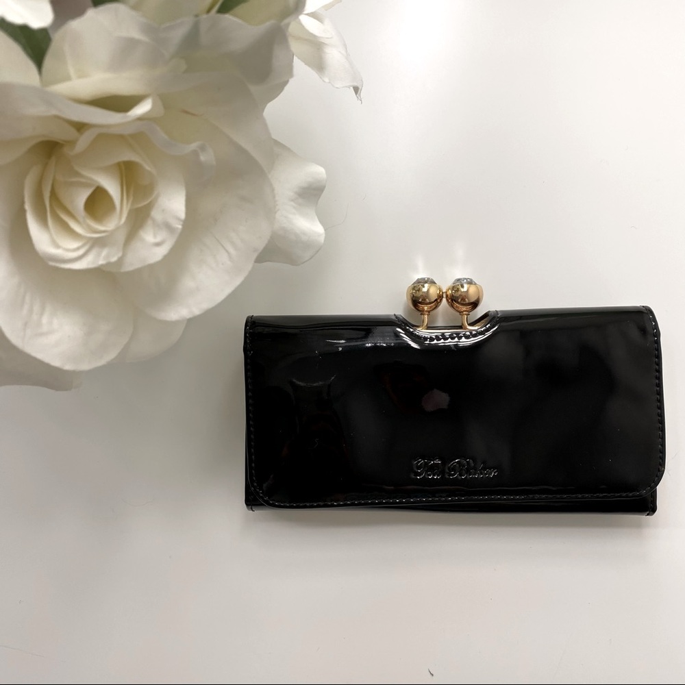 Ted Baker London Leather Boston Terrier Wallet Black